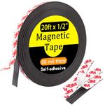 Jianwen Value Pack 20FT Magnetic Tape with 3M Adhesive Backing,Wide 1/2" Magnet Tape Strips for Creative People