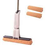 Eyliden Sponge Mop for Floor Cleaning with Total 2pcs Absorbent Sponge, Self Wringing, Easy Squeeze Mops for Kitchen Bathroom Office Hardwood Laminate Tile Marble Ceramic Floors