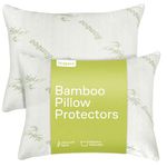 Bamboo Pillow Protectors / Pair Zippered Case King 2 Pack 20x36 Natural Anti Allergy Cooling Guaranteed Noiseless Pad, Ultra Plush Absorbent