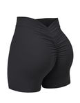 YEOREO Daze Workout Shorts Womens Scrunch Butt Gym Shorts for Women V Back Booty Butt Lifting Biker Compression Spandex Yoga Shorts Black Medium