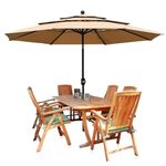 THESHELTERS 10 Ft 3 Tier Large Size Garden Umbrella, Outdoor Umbrella with Double Vented, Patio Umbrella with Stand and 8 Sturdy Ribs Perfect for Garden, Terrace, Lawn, Poolside (Beige)