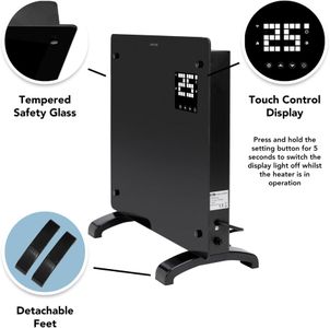 Devola 1500W Smart Glass Panel Heater – Wall Mount Electric Radiator