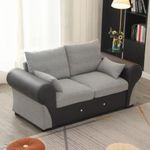 Panana Corner Sofa Linen Fabric Suite & Cushions - Sectional Group Chesterfield Sofa Settee - large corner sofa for living rooms (Light Gray, 2 Seater)