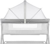 DUSHARKFUN Mosquito Net for Babies Crib to Keep Insects/Bugs/Cats Out, Toddler Bassinet/Bedside Sleeper/Crib Tent Safety Net with Two-Way Zippers & Storage Bag, Breathable Mesh Holes, White