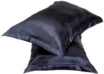 Amazon Brand - Solimo Satin Silk Solid Pillow Cover (Black, 2 Piece), 68x43 Cm, 150 TC