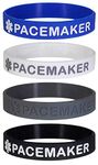 Max Petals PACEMAKER Medical Alert ID Silicone Bracelet Wristbands 4 Pack