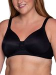 Vanity Fair Women's Full Figure Beauty Back Smoothing Bra, 4-Way Stretch Fabric, Lightly Lined Cups up to H, Wirefree - Black, 42C