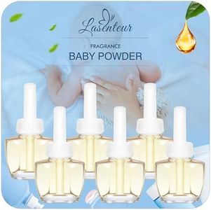 Plug In Air Freshener Refills, Baby Powder Scent, 6 Pack Scented Oil Refills for Home, Long Lasting Plug In Air Fresheners for Bathroom, Compatible with Air Wick & Glade, Not Include Glade Plus