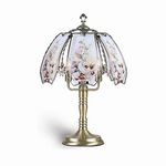 ORE International K303 Glass Hummingbird Scene Touch Lamp, Brushed Gold