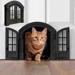 Purrfect Portal French Cat Door - Stylish No-Flap Cat Door Interior Door for Average-Sized Cats Up to 20 lbs, Easy DIY Setup, Secured Installation in Minutes, No Training Needed, 7.13 x 8.32”