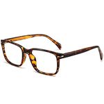 ANRRI Retro Blue Light Blocking Computer Glasses for Men and Women Square Classic Acetate Tortoise Frame Clear Lens UV Blocking Gaming Eyeglasses