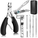 MAYCREATE® 7pcs Toenail Clipper Kit for Ingrown Nail Thick Toenails Clipper Kit with Nail File, Rotatable Nail Clipper, Manicure Pedicure Kit Stainless Steel Toe Nail Clipper for Men Women