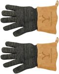 Y Yellowstone BBQ & Utility Gloves 2 Pack - Grill Gloves built with Kevlar® Fibers | Protective BBQ Gloves for grilling or Work Gloves | Long Leather Cuff | Authentic Yellowstone Merchandise.