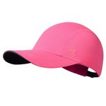 GADIEMKENSD Women's Race Day Running Hat Performance Mesh Baseball Cap - Excellent Ventilation, Lightweight, Reflective Safety Ponytail Hats for Exercise Golf Hiking Beach Workout Gym Bright Pink