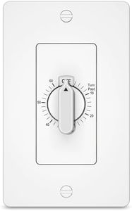 HBN 60 Minute Spring Wound Countdown Timer Switch for Bathroom Exhaust Fan, in-Wall Mechanical Light Switch Timer, No Neutral Required, Wall Plate Included, ETL Listed