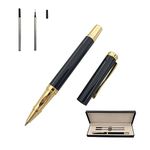 Accod Metal Signature Pen Office Rollerball Pen Business Gift Pen with 2 Refills High-end Gift Box Comfortable Grip Business Ballpoint Pen for Office Family Business Partners (Black)