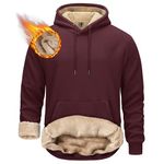 TACVASEN Men's Hoodie Athletic Pullover Hoodie Thermal Warm Winter Hooded Sweatshirts Fashion Hoodies for Men Fleece Hoody Men Sherpa Sweatshirts Wine Red