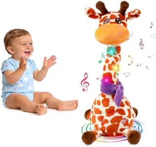 LLUKEME Dancing Talking Giraffe Toy, Stuffed Animal Baby Toy Repeating What You Say, Glowing Musical Electronic Giraffe Gifts for Toddlers 1-3 Years Old (New Giraffe)