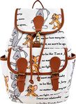 Lychee bags Women Printed Canvas White Backpack (white,Brown)