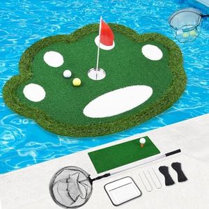 KEMLDIVS Floating Golf Green for Pool, Patented Pool Golf Game Floating Mat with Ball Retrieve Net/Scoreboard for Party & Training