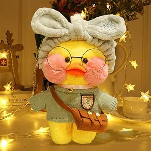 HICAS Peluche con diseño de pato amarillo, bonito y suave, muñeco de peluche coreano, con ácido hialurónico, pequeño pato amarillo, 30 cm (pato blanco 01)