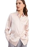 LilySilk Women's Silk Blouse 100% 22MM Silk Button-Down Shirt Long Sleeves Classic Timeless Top for All Seasons Casual Business, Pale Pink Medium