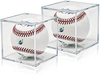 2PCS Baseball Display Case, UV Protected Acrylic Cube Baseball Holder Clear and Square, Sport Collectibles Memorabilia Collectors Display Box for Official Size Baseball