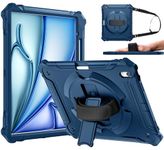 ZtotopCases for iPad Air 13 Inch (M2) 2024, Shockproof Full Body Protective Cover with 360° Rotating Hand Strap &Stand, Pencil Holder, Drop Protection, Heavy Duty & Durable, Blue