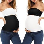 Maternity Belly Band Maternity Clothes Pregnancy Support Band Belly Button Maternity Pants Extenders Pregnant Belly Pregnancy Belly Support Band Pregnancy Belt Black White 2