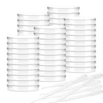 Bekith Pack of 50 Petri Dishes with Lids, 90mm Dia x 15mm Deep Plastic Sterile Container with 50 Plastic Transfer Pipettes(3ml)