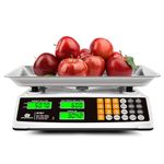 BROMECH Price Computing Scale 88lb/40kg Commercial Food Scale for Produce Meat Weighing with Stainless Steel Large Platform, LCD Display, and Green Bright Backlight for Farmers Markets Retail Stores