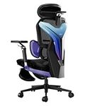 AutoFull G7 Ergonomic Office Chair, 3-Zone Dynamic Lumbar Support, 360° Armrests, CloudTech Mesh, 140° Recline, Footrest, Detachable Back Armor, Desk Chair for Office & Gaming, Purple