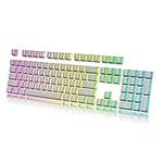 HK Gaming Pudding Keycaps Set | Doubleshot PBT Keycap Set | Full 108 OEM Profile Key Set | ANSI US-Layout | For Mechanical Keyboard | Compatible with Cherry MX, Gateron, Kailh, Outemu | White