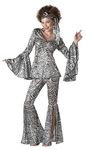 Women's Foxy Lady Disco Costume, White,black, L