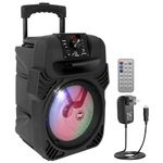 Pyle, Portable Bluetooth PA Speaker- 8” Subwoofer System, Karaoke Party Speaker, Includes: USB/MP3/FM/Radio/¼ Mic Inputs, Multi-Color LED Lights, Rechargeable Battery, Remote Control