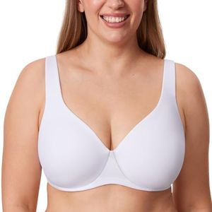 DELIMIRA Women's Minimiser Bra Plus Size Non Padded Underwired Seamless Comfort Bras White 36E