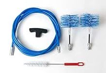 BARETTO Pellet Stove Cleaning Kit - Blue Extension 3 Meters, Maximum Curvature 90° - 2 Nylon Flex Brushes (1 80 mm and 1 100 mm)