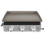 Cecarol 23in 3-Burner Propane Gas Griddle, 355 sq in, 25,500 BTU - For Outdoor, RV, Tailgating (Gray)