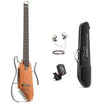 Donner HUSH-I Guitar For Travel - Portable Ultra-Light and Quiet Performance Headless Acoustic-Electric Guitar, Mahogany Body with Removable Frames, Gig Bag, and Accessories