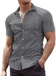 COOFANDY Men's Muscle Fit Dress Shirts Wrinkle-Free Short Sleeve Casual Button Down Shirt