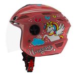 Steelbird SBA-6 Unicorn ISI Certified Open Face Graphic Helmet for Women and Kids (Medium 580 MM, Matt Pink with Clear Visor)