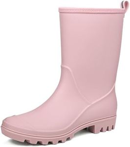 DKSUKO Wide Calf Rain Boots for Women Waterproof Mid Height Garden Boots