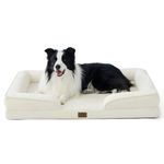 Bedsure Orthopedic Dog Bed for Large Dogs - Big Washable Dog Sofa Beds Large, Supportive Foam Pet Couch Bed with Removable Washable Cover, Waterproof Lining and Nonskid Bottom, Ivory