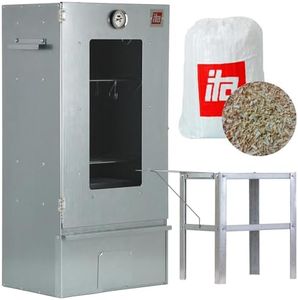 ITA Räucherofen 7000 - Smoker Set mit Tisch - Räucherschrank mit Fenster & Thermometer - Legierter Stahl - EU Qualität, Direkt vom Hersteller - 81 cm mit 3 Etagen