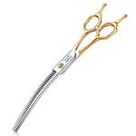 Jason 7.5 Inch Curved Thinning Scissors for Dog 43 Teeth Professional Downward Curved Blending Trimming Shears Japanese 440C Stainless Steel Dog Scissors with Symmetrical Handle