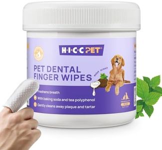 HICC PET Teeth Cleaning Wipes for Dogs & Cats, Remove Bad Breath by Removing Plaque and Tartar Buildup, Disposable Dog Finger Toothbrush Gentle Pet Dental Care Wipes, Dog Tooth Brushing Kit