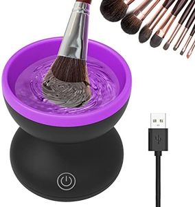 Electric Makeup Brush Cleaner Machine Newest Design, Luxiv Wash Makeup Brush Cleaner Machine Fit for All Size Brushes Automatic Spinner Machine, Portable Makeup Brush Cleaner Spinner (Black+Purple)