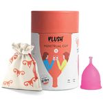 Plush Resuable Menstrual Cup for Women with Stem for Easy Removal for Rash-free Periods - Small Size | Made of Medical Grade Silicon For Upto 10 Hour Protection | Contains Free Cotton Pouch