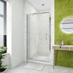 ELEGANT 760mm Pivot Hinge Shower Door 6mm Safety Glass Reversible Shower Enclosure Cubicle