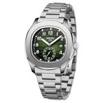 NIBOSI Watches For Men Fashion Business Casual Men's Watch Waterproof Chronograph Date Men Wrist Watch Stainless Steel Strap,Green Dial,Silver Band